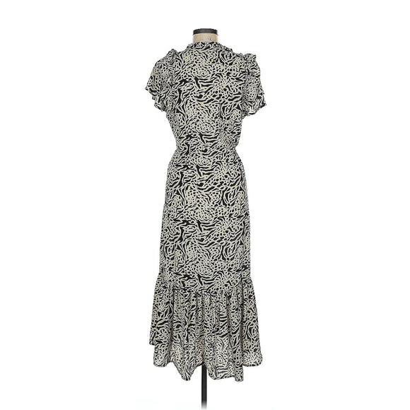 Munthe Ernie Flounce Ruffle Midi Dress in Sand Tan and Black Print Size 38 US 6 - Picture 8 of 12